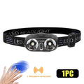 Portable XPE+LED Motion Sensor Headlight Rechargeable HeadLamp Flashlight Front Light for Camping Hiking Emergency Lantern Torch Oasis Select 1PCS-A