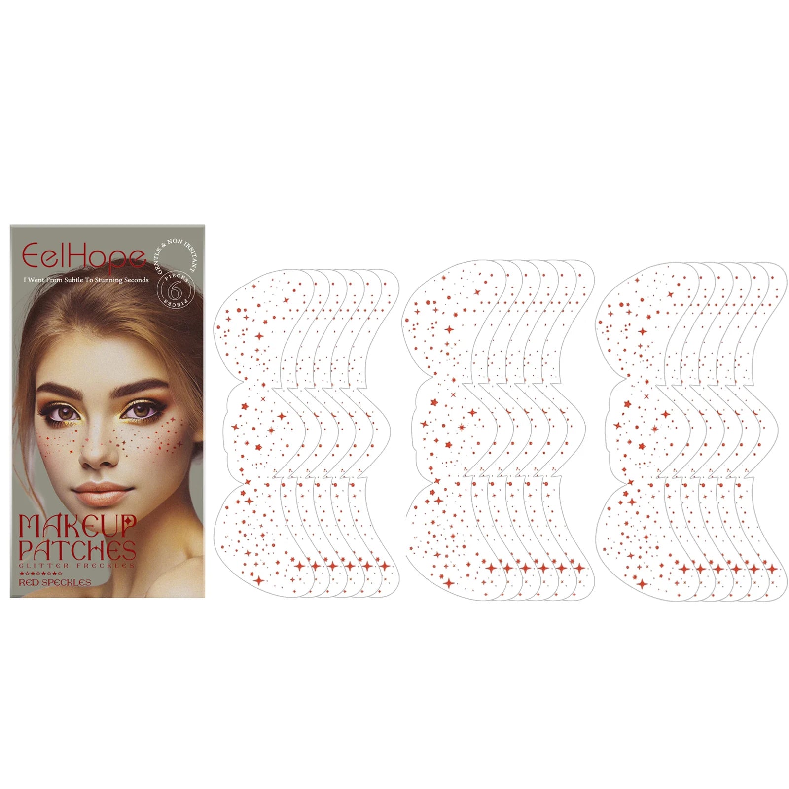 Glitter Freckle Temporary Tattoo Stickers – Metallic Star Face Face Tattoo Stickers Oasis Select Red X 3 boxed