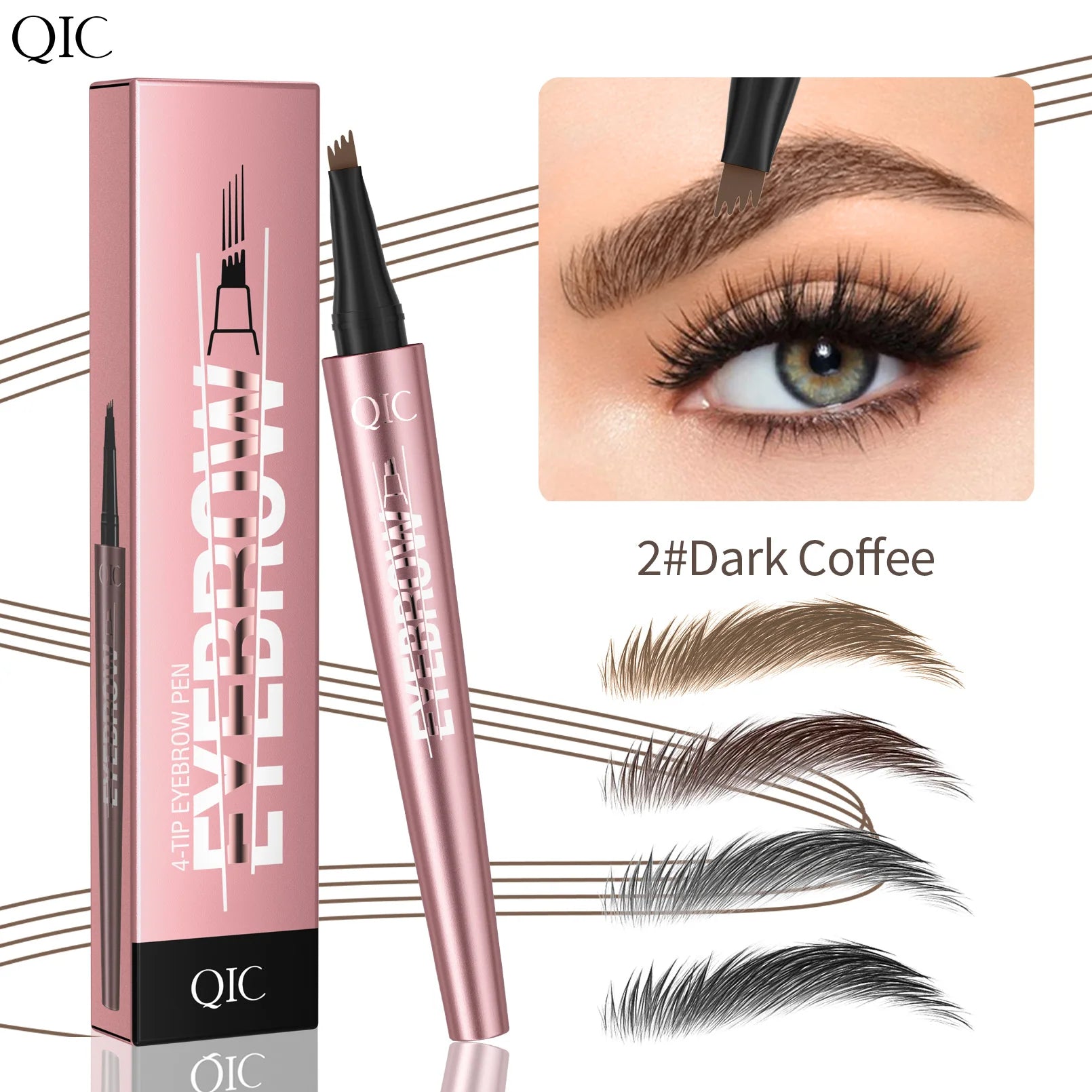 QIC Waterproof Microblading Eyebrow Pen | 4-Tip, 6 Colors