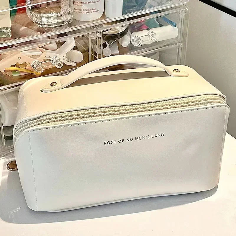 Large-Capacity Travel Cosmetic Bag Portable PU Makeup Pouch Women Waterproof Bathroom Wash Handbag Multi-functional Oasis Select