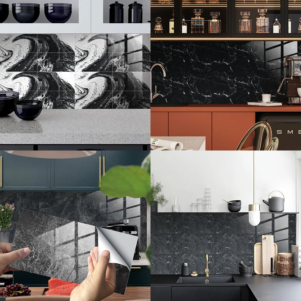 Imitation Marble Grain Tile Paste Thick Cover Crystal Film Decorative Renovation Wall Paste Wallpaper Wall Stickers Oasis Select