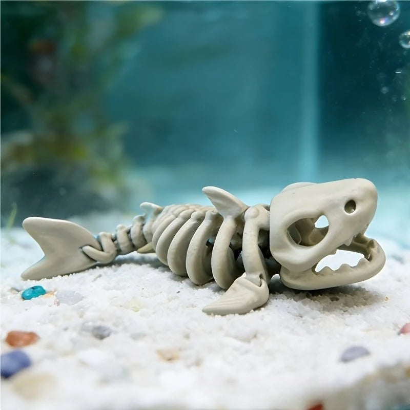 Spooky Shark Skeleton Aquarium Decor Articulated Ornament Reptiles Fish Tank Landscapes Fish Shrimp Shelter Aquarium Accessories Oasis Select