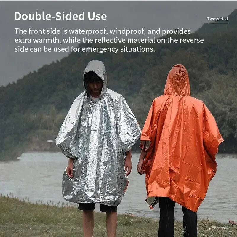 Emergency Raincoat Poncho Waterproof Rainwear Blanket Survival Camping Equipment Cold Insulation Rainwear Camping Equipment Oasis Select