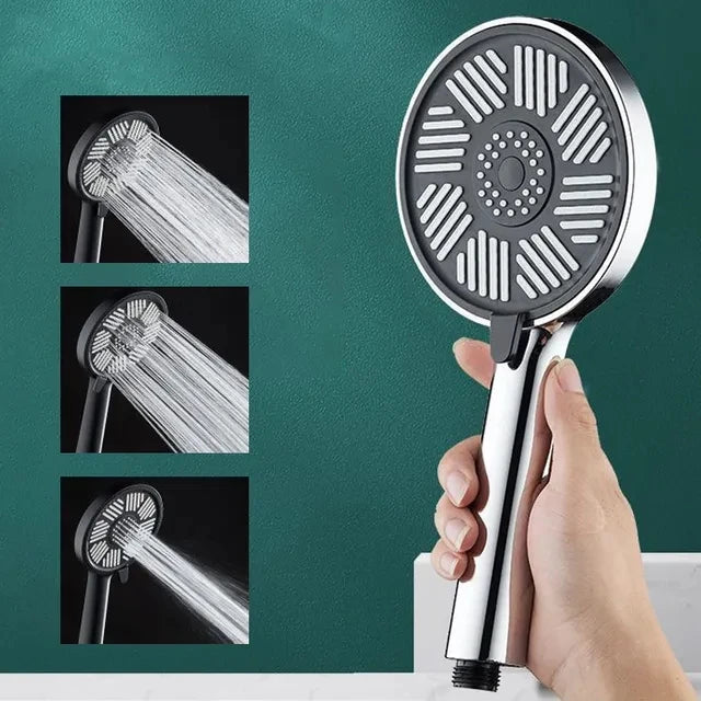 13cm Big Panel Shower Head High Pressure Rainfall Shower Set Water Saving 3 Modes Adjustable Shower Head Bathroom Accessories Oasis Select Silver Shower