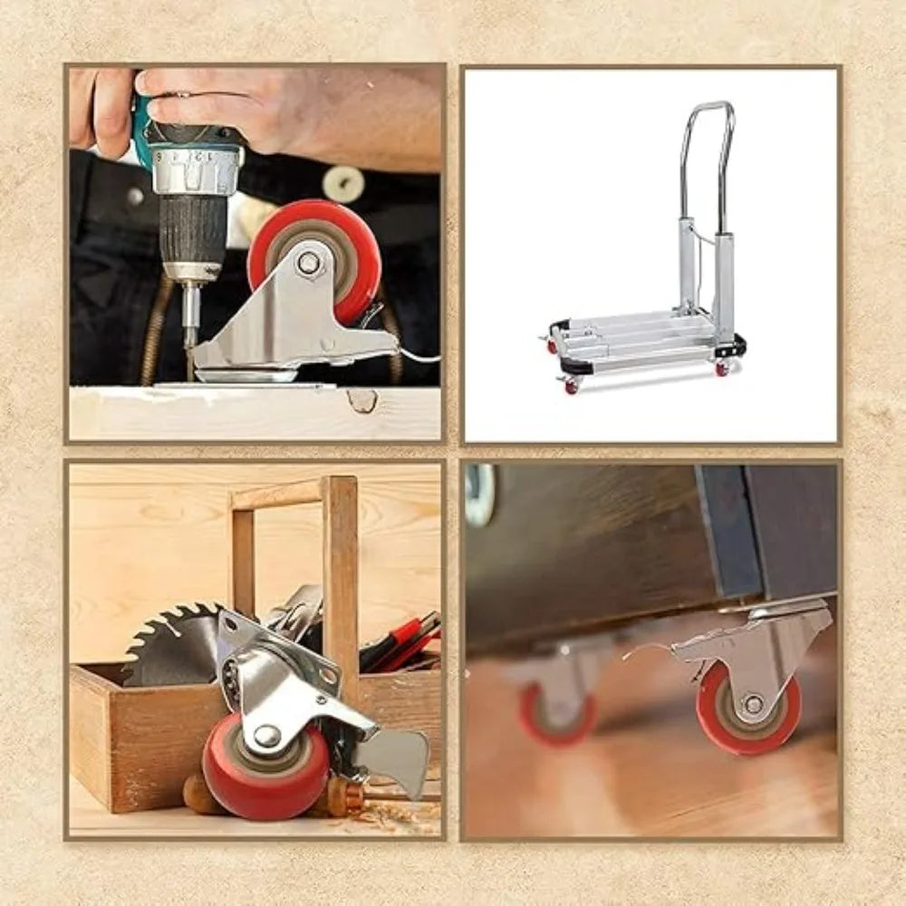 2/4 Pcs 3 inch Heavy-Duty Swivel Casters with Silent Brake - 360° Rotating Wheels for Furniture, Platform Carts & Home Use Oasis Select