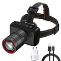 Ultra-bright LED Rechargeable Front Headlights Adjustable 90° Work Light Zoom Waterproof Head Torch for Outdoor Camping Fishing Oasis Select with eu plug