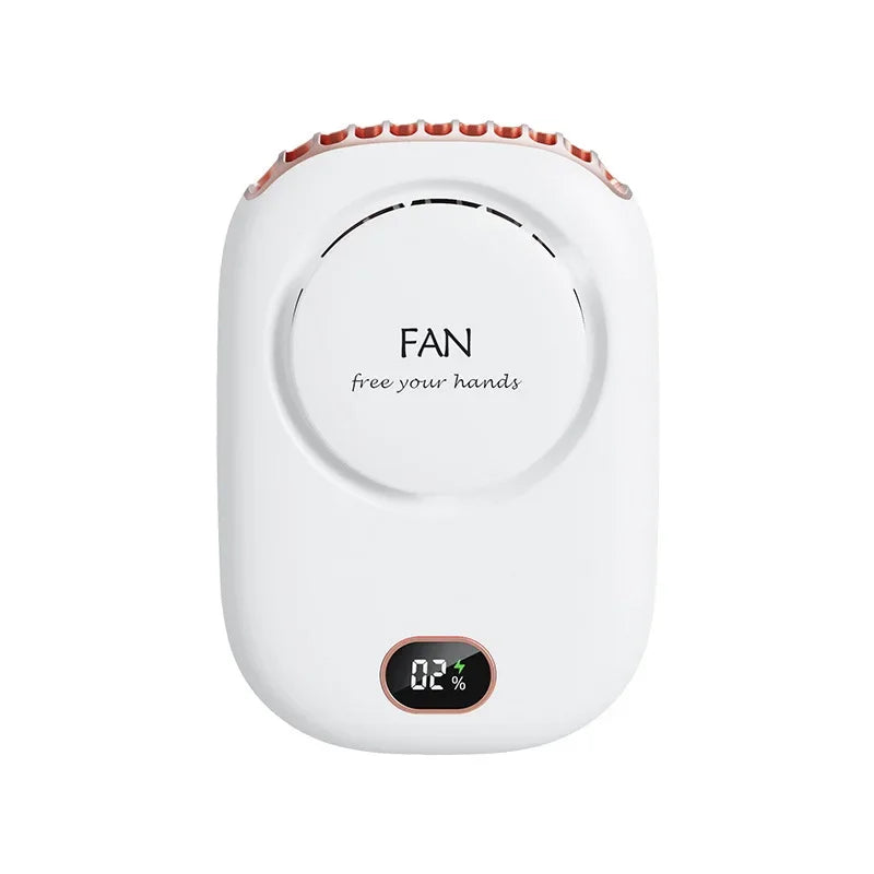 New Portable Mini Fan Hanging Handheld Fan Rechargeable Bladeless Turbo Ultra Quiet Student Hand Held Fan Outdoor Sports Travel Oasis Select White