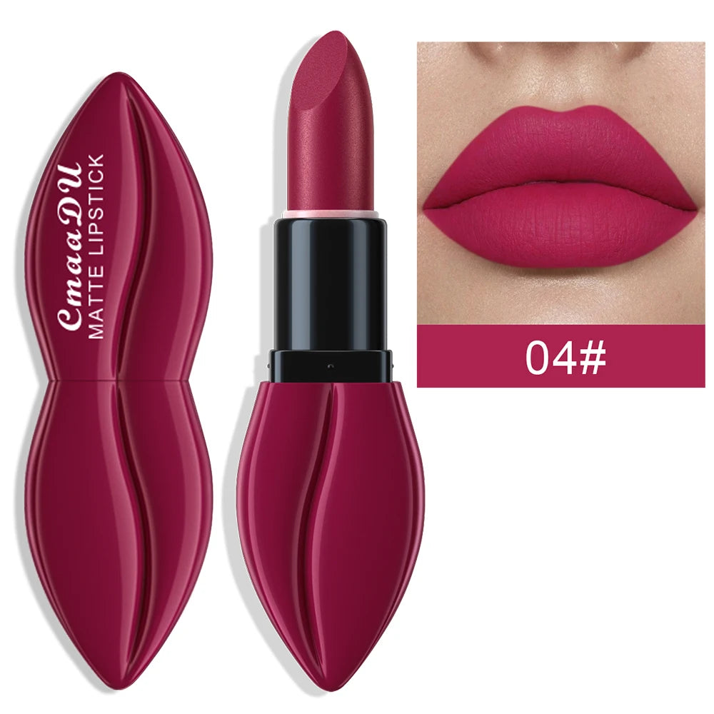 1pcs Matte Lip Gloss Lipstick, High Pigment Waterproof Velvet Long Lasting, Deep Red, Nude, Y2K Christmas Valentine's Day Gifts Oasis Select 04 Full Size