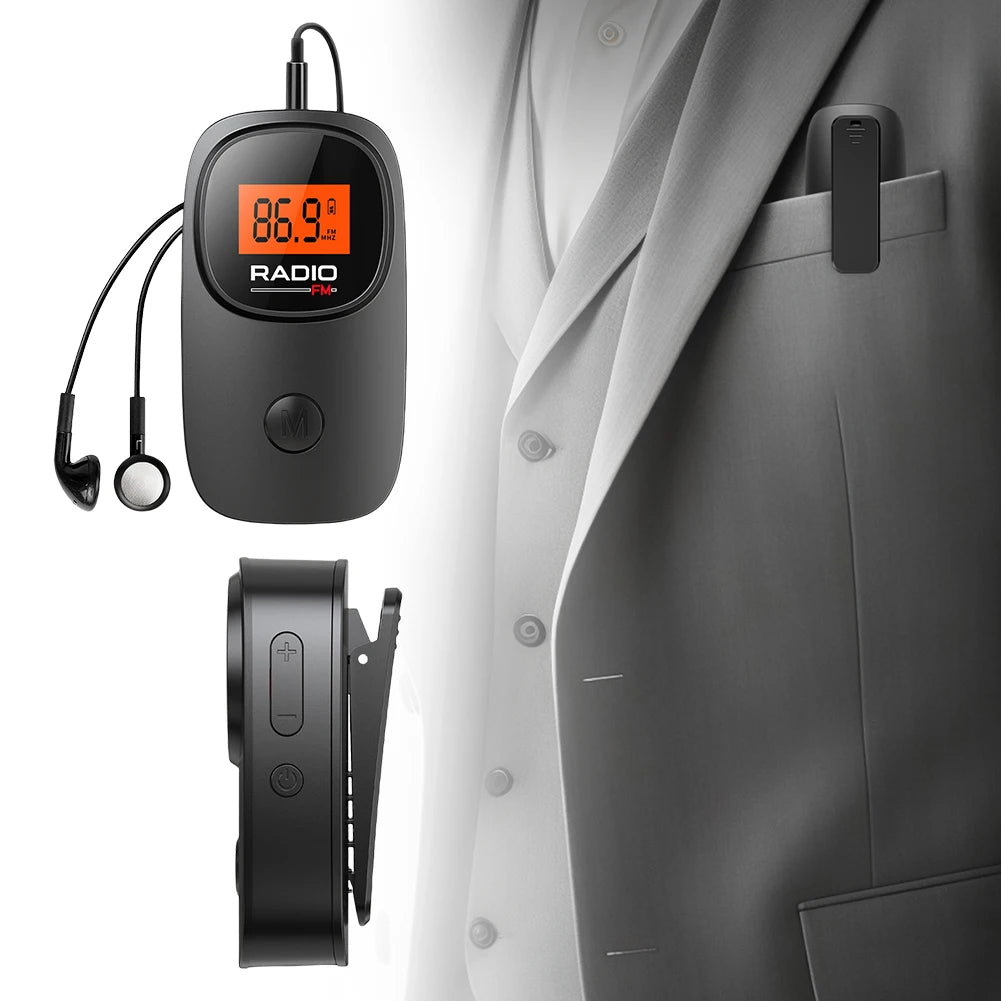 Shunmaii Portable FM Radio with Earphone & Clip | Battery Op Portable FM Radio Oasis Select