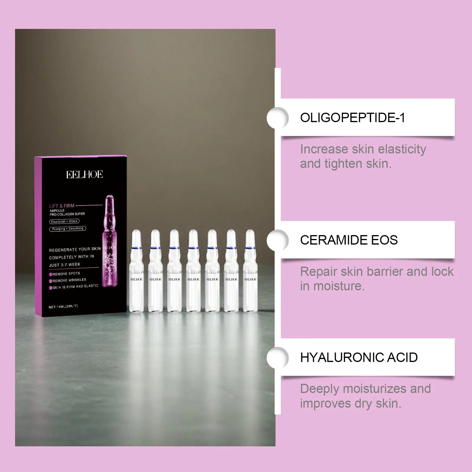 EELHOE Collagen Lifting Serum – Anti-Wrinkle Ceramide Ampoule Collagen Face Serum Oasis Select