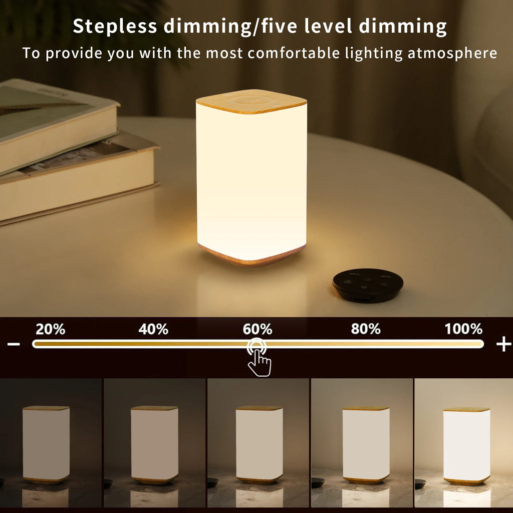 USB Rechargeable Touch Table Lamp RGB Color Changing Night Light with Remote Control Bedside Table Lamp for Bedroom Living Room Oasis Select
