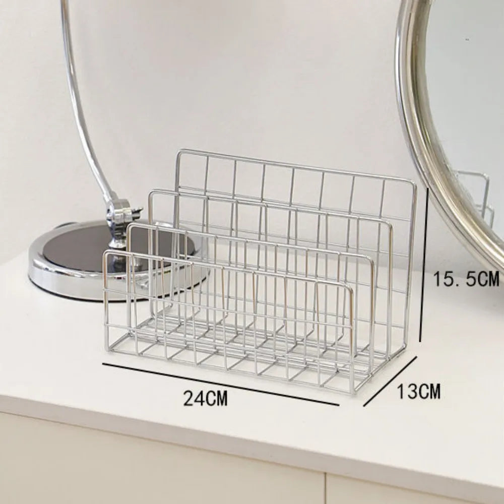 Simple Iron Desktop Storage Rack Magazine Organizer Ins Table Metal Organizing Rack Bookshelf Desk Multi-functional Display Rack Oasis Select