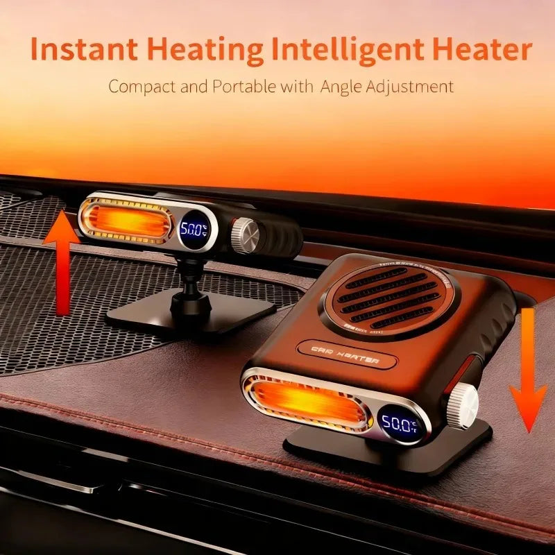 Electric Heater Fan with Digital Display Fast Heating Fan 12V/24V Car Heater Winter Car Speed Heating Fan Defogging Heating Oasis Select