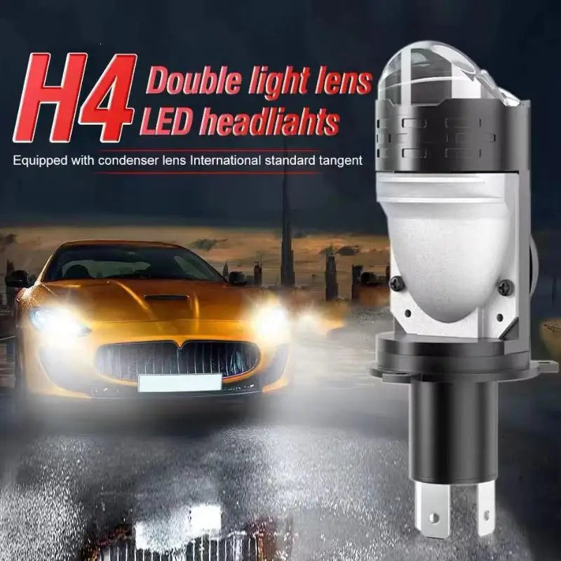 1PC H4 LED Lens Mini Bi Led Projector 70W Headlight Bulbs Canbus 9003 HB2 High Low Beam 6000K Motorbike Turbo Lamps LHD 12V Oasis Select