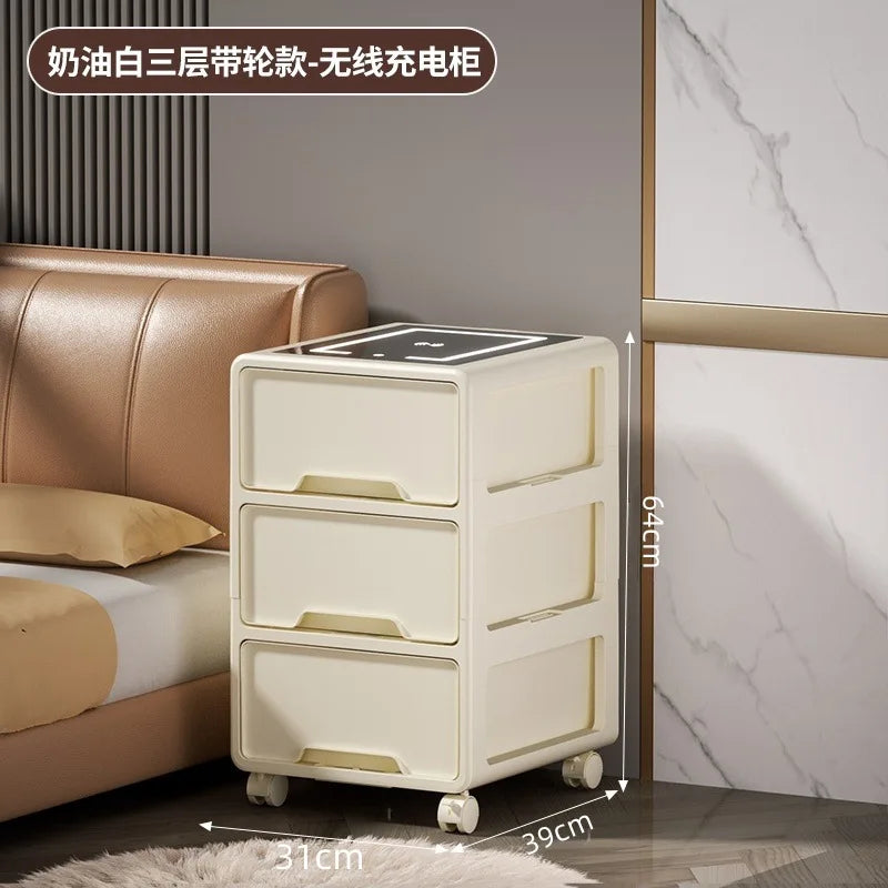 Drawer Snack Storage Cabinet Home Bedroom Living Room With Wireless Charging Multi-layer Locker Free Installation Bedside Table Oasis Select Smart-3