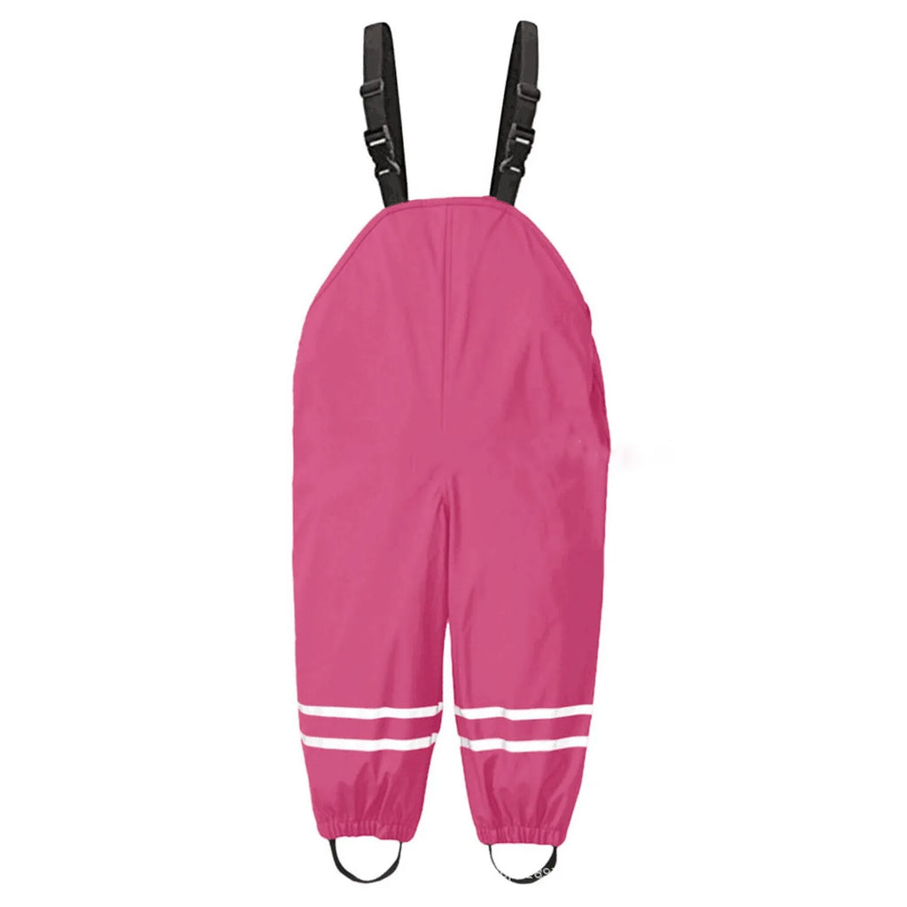 Toddler Kids Boys Girls Rain Dungarees Windproof Waterproof Mud Jumpsuit Clothes One piece rain pants waterproof and breathable Oasis Select Hot Pink XL