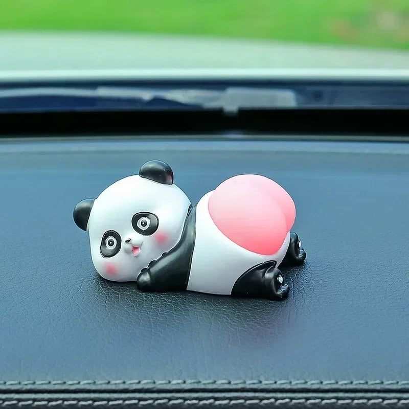 Cute Cartoon Car Ornaments Creative Panda Pig Doll Center Console Decorative Accessories Unpacking Car Interior Ornaments Oasis Select D Face to the left