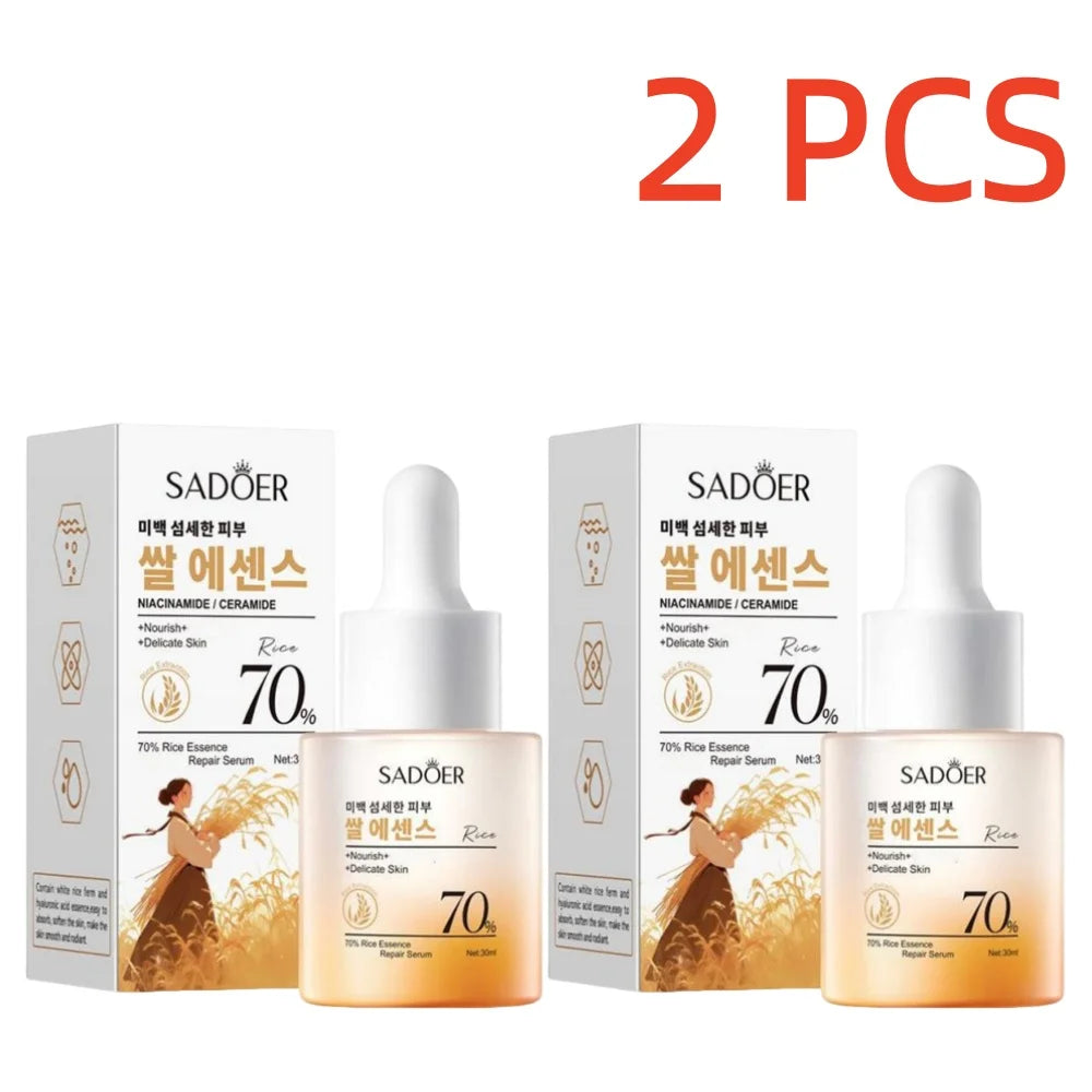 SADOER 70% Rice Essence Repair Serum 30ml - Niacinamide & Ceramide, Nourish Delicate Skin, Korean Rice Skincare Oasis Select 2 PCS