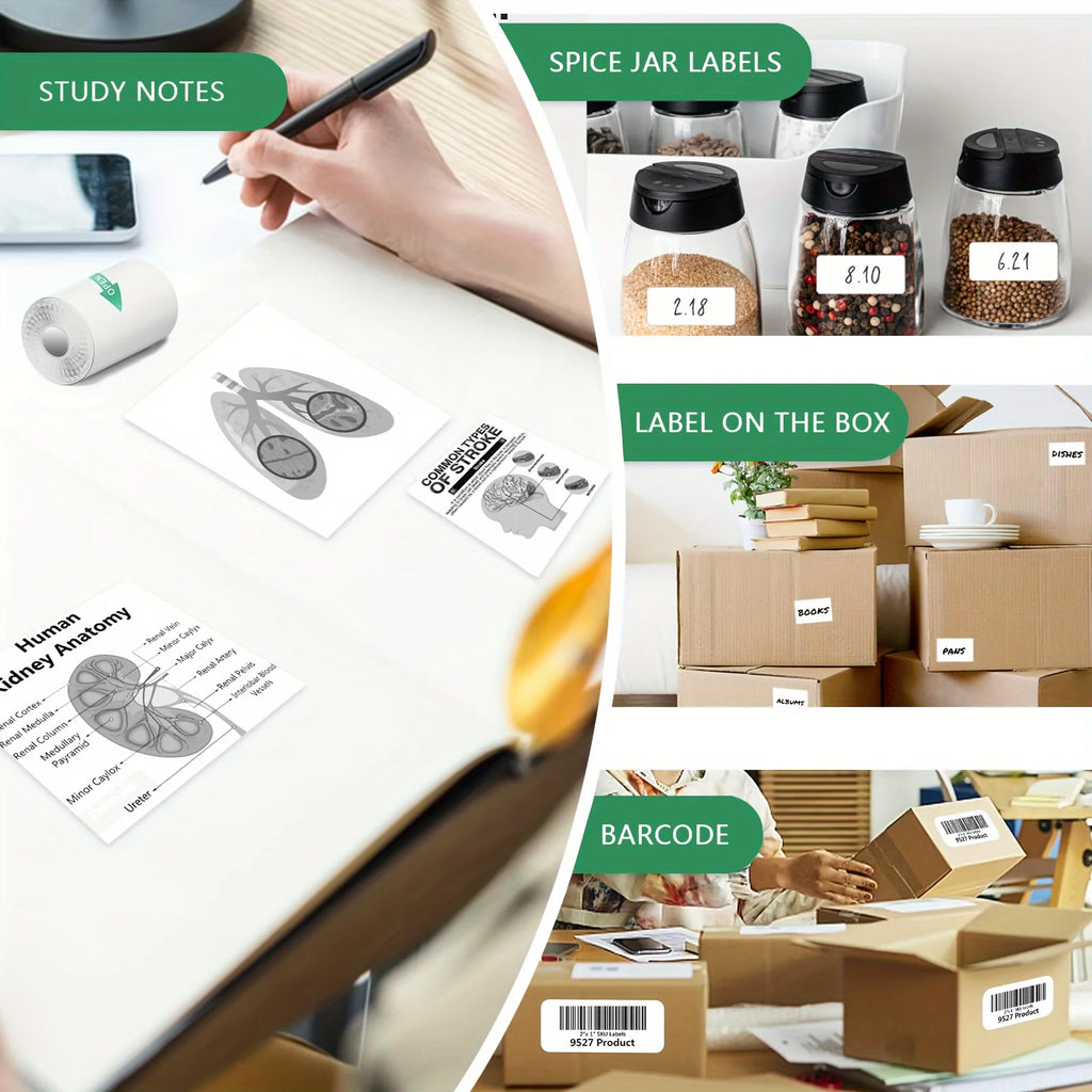 60 Rolls Mini Printer Adhesive Paper Self-adhesive Paper White Thermal Paper Printer Label Sticker For Photo lnkless Printer57mm Oasis Select