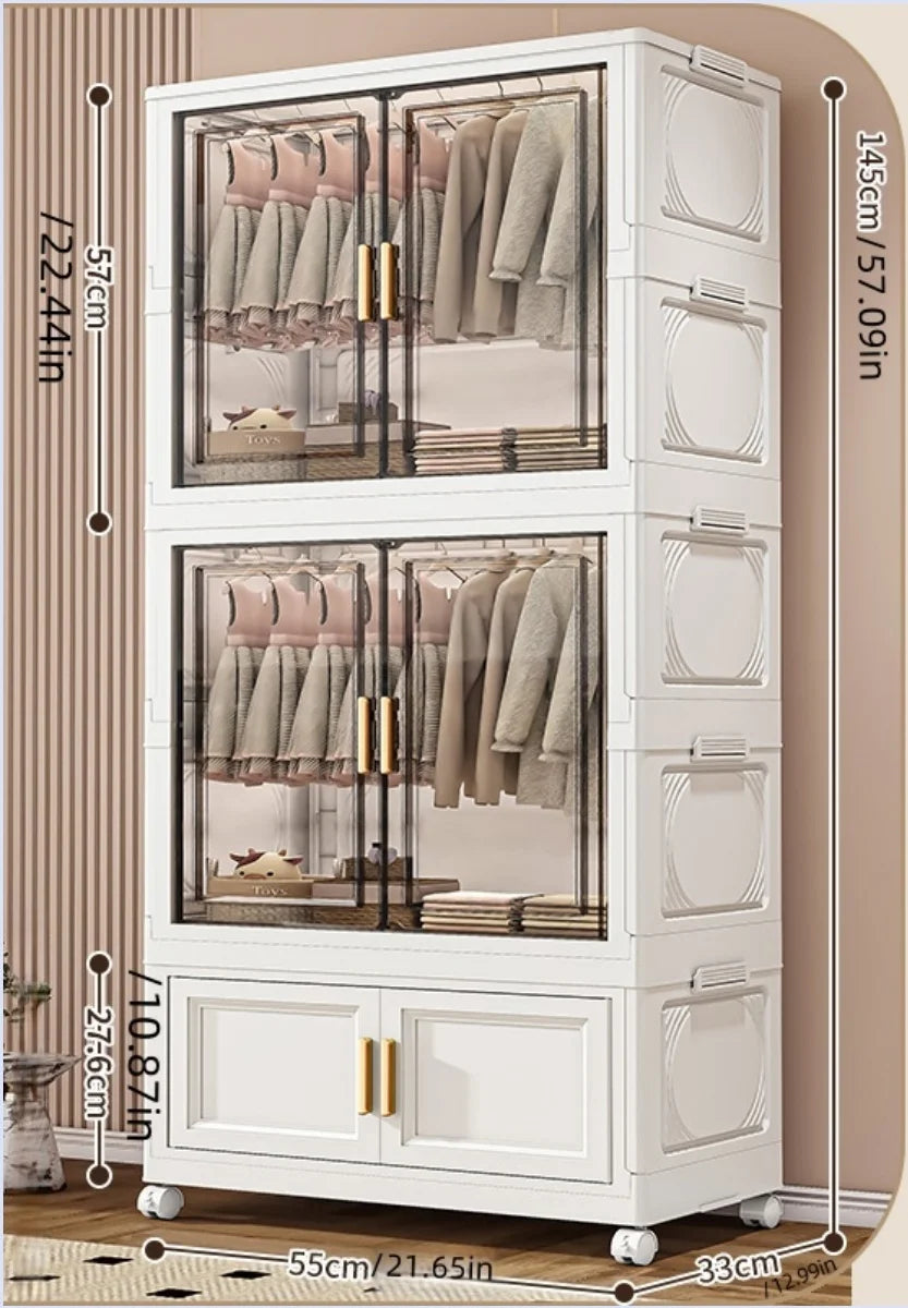 Foldable plastic storage box, simple wardrobe for home bedroom closet toy storage cabinet, no installation required Oasis Select