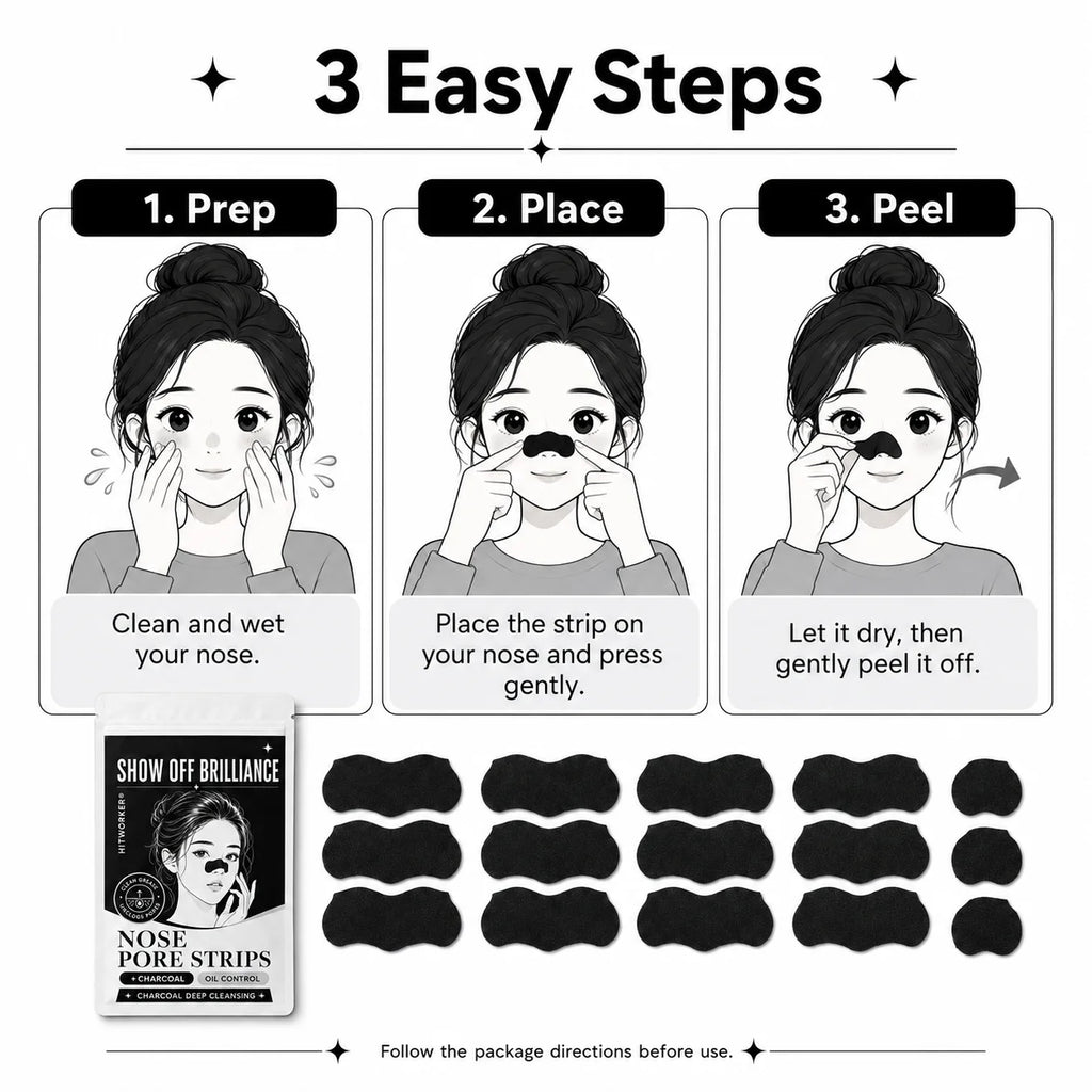 30Pcs Activated Charcoal Nose Strips Set Soft Fit Skin Care Patch for Easy Home And Travel Use Fresh Look Routine Oasis Select