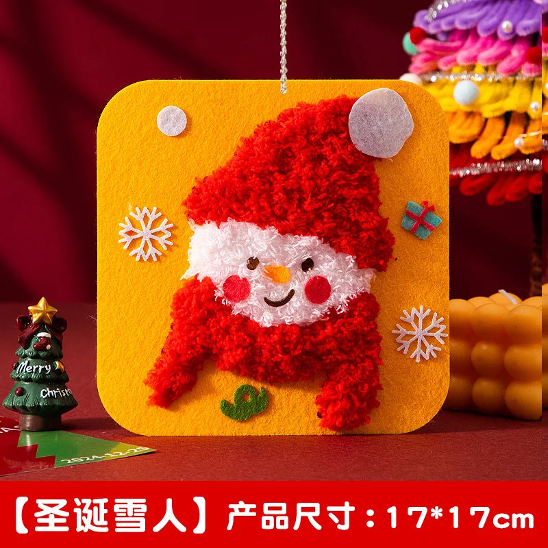 Christmas Gifts Non-woven Fabric Sewing Fun Thread Drawing Christmas Tree Children's Diy Handmade Material Toys Oasis Select Christmas snowman