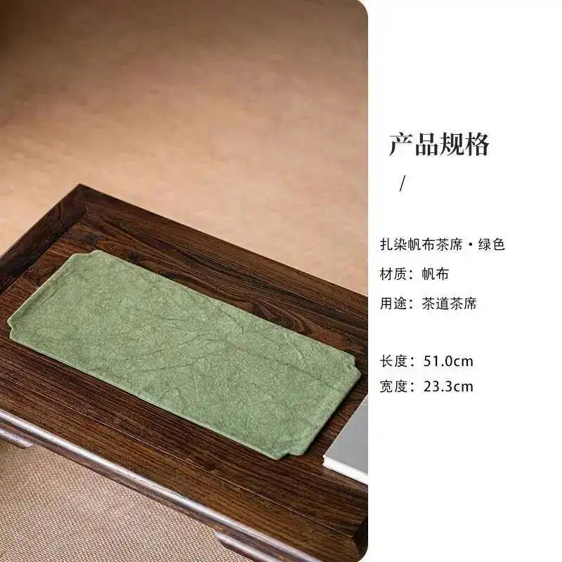 Chinese Tie-dye Canvas Dry Tea Mat Zen Tea Table Mat Double-sided Waterproof Anti-dirt Tea Ceremony Accessories Oasis Select