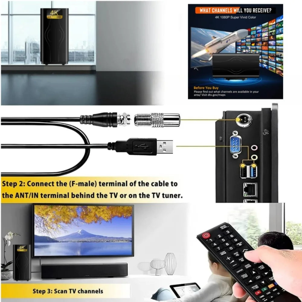 2025 HDTV Digital TV Antenna Indoor Outdoor DTMB ATSC Terrestrial Wave 166ft Dual Use Stable Signal Reception Oasis Select