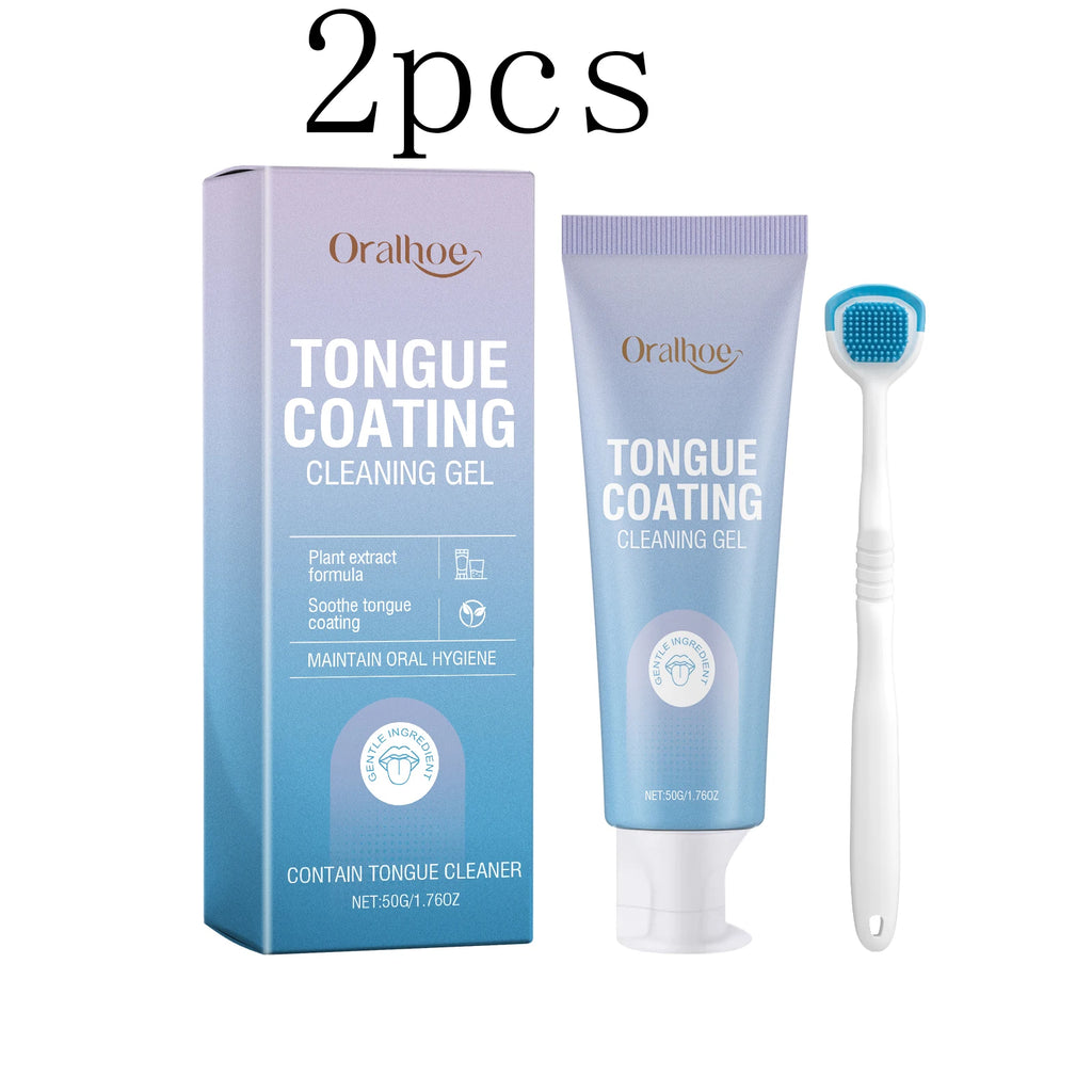 Tongue Cleaner For Remove Tongue Coating Inhibit Oral Bacteria Improve Bad Breath Freshener Tongue Cleansing Gel Toothbrush Set Oasis Select 2set boxed