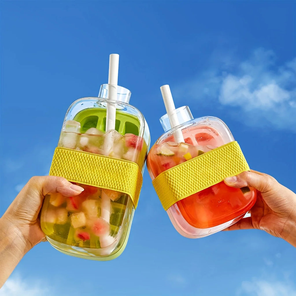 2-in-1 Iced Coffee Cup with Ice Cube Tray & Chilled Mug, Straw Included,17oz/27oz Summer Drink Cup for Coffee Fruit Tea ברז מטבח Oasis Select