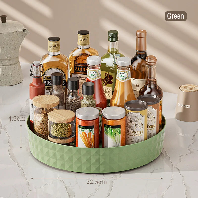 360 Rotating Seasoning Storage Rack Multifunction Pantry Cabinet Turntable for Cosmetics Kitchen Accessories Organizer Tray Oasis Select Green CHINA