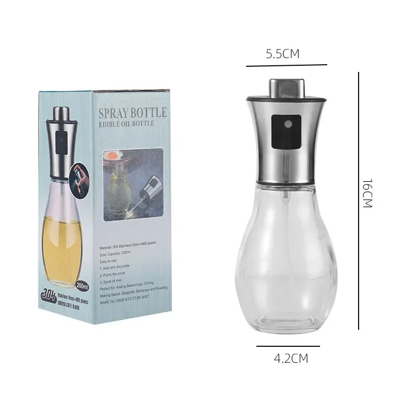 304 Stainless Steel Glass Oil Spray Bottle Pressurized Nozzle Ideal for Kitchen Outdoor BBQ No Electricity Battery Required Oasis Select Light Yellow