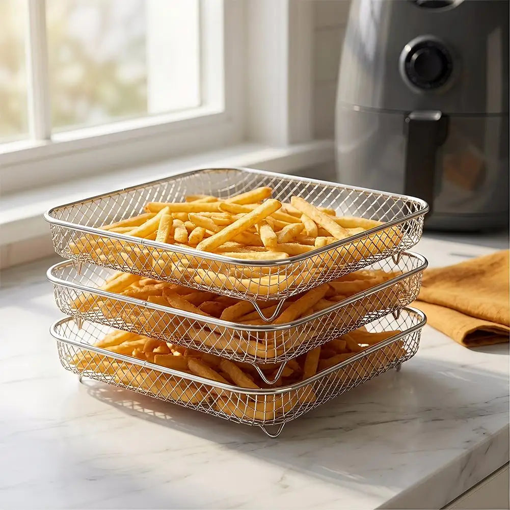 Stainless Steel Air Fryer Stackable Mesh Rack – Oven & Dehydrator