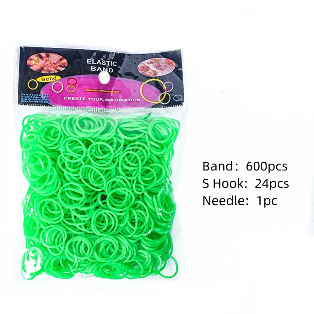 600pcs Loom Rubber Bands Kit Bracelet Making Kit for Kids Elastic Weaving Lacing DIY Crafting Gift Girl Oasis Select Fruit Green
