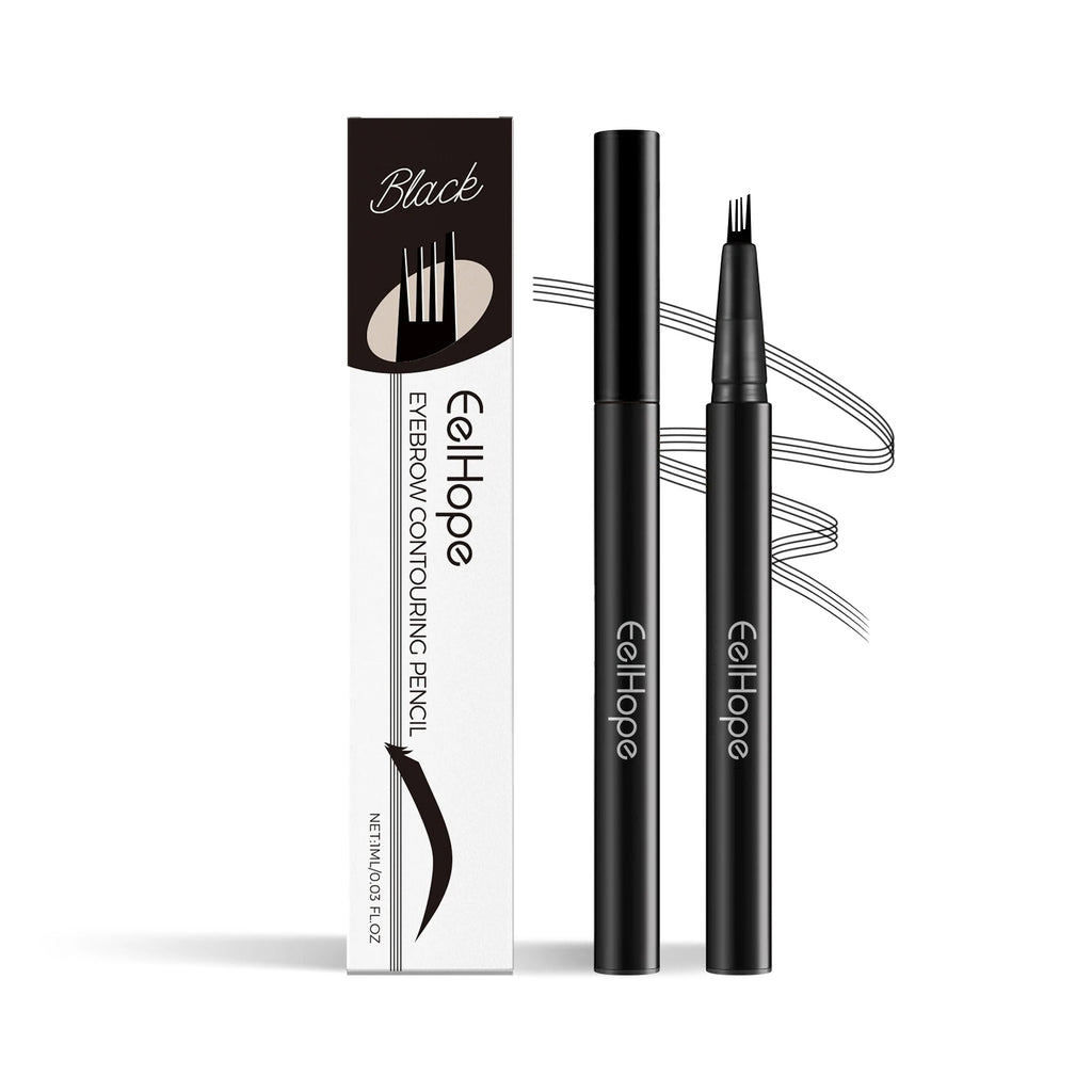 Eelhope 4-Pronged Eyebrow Pencil – Waterproof 3D Natural Look Eyebrow Pencil Oasis Select Black