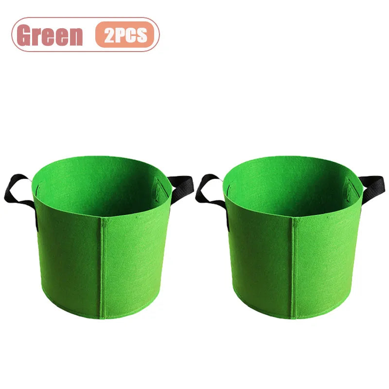 1-4PCS Thickened Nonwoven Fabric Grow Bag Felt Plant Pot for Balcony Roof Garden Aeration Container with Handle Oasis Select Green-2PCS 5Gallon