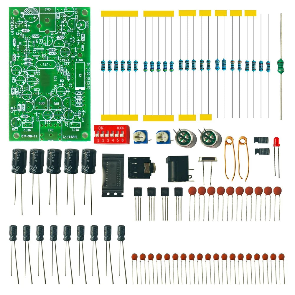 FM Transmitter Kit for DIY Electronics Projects 76mm x 47mm Green PCB with PLL Circuit and Audio Input Support Oasis Select A