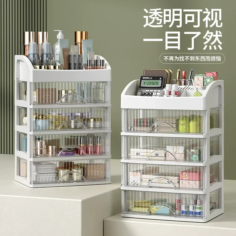 1pc Drawer Makeup Organizer Large Capacity Plastic Makeup Storage Box Lipstick Holder Large Capacity Office Supplies Storage Box Oasis Select 5 layer white A