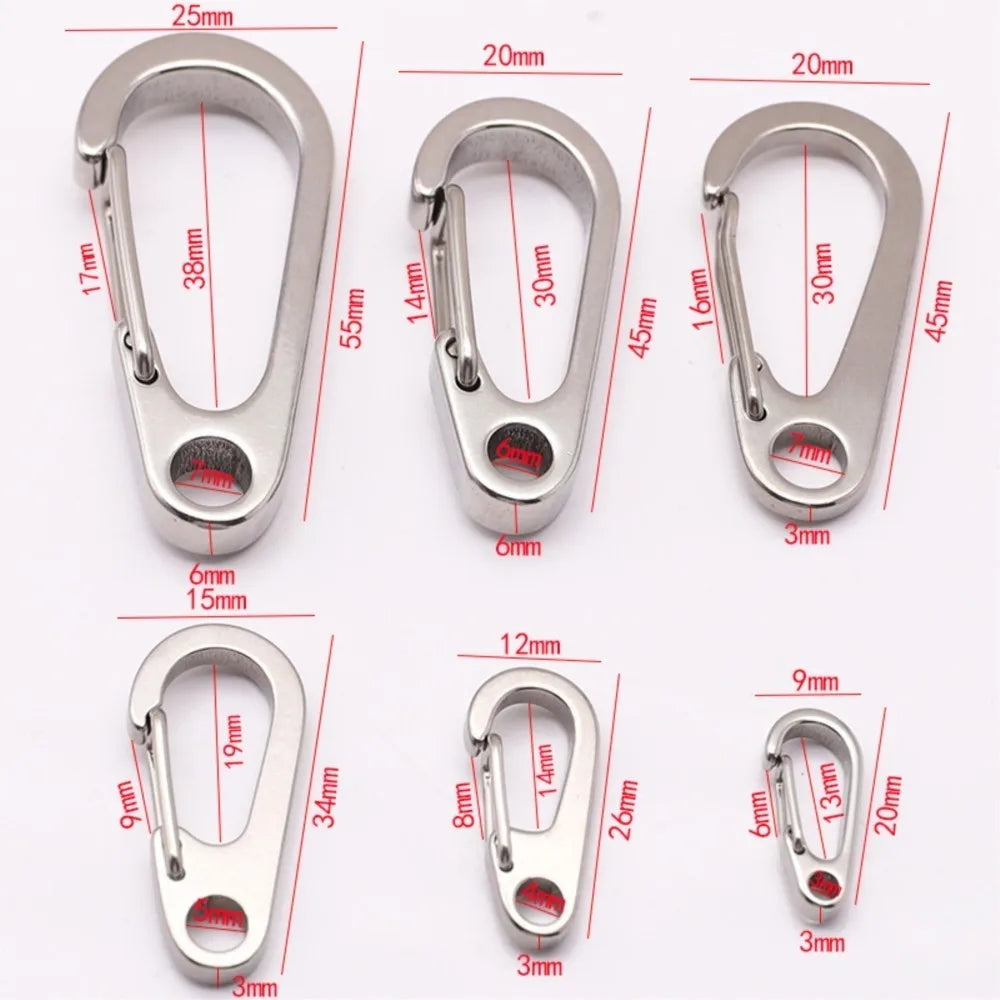 2pcs Stainless Steel Small Mini Carabiner Clip Spring Snap Hook Keychains for DIY Key Rings Camping Backpack Jewelry Accessory Oasis Select