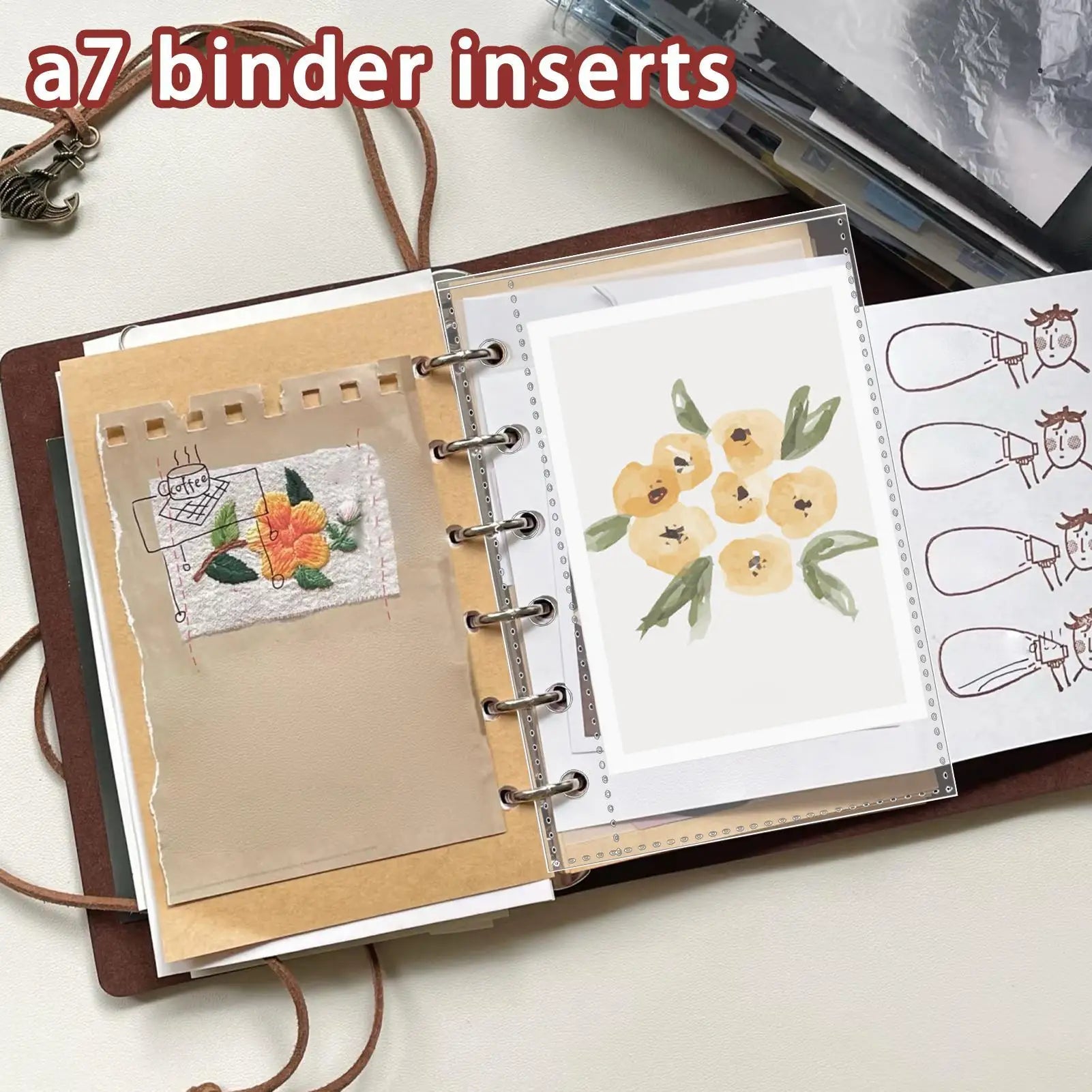 Page Protectors 10 Pieces A7 6-Ring Binder Protector Pages Card Sleeves for Photos Receipts Stickers Tickets Students Teachers Oasis Select
