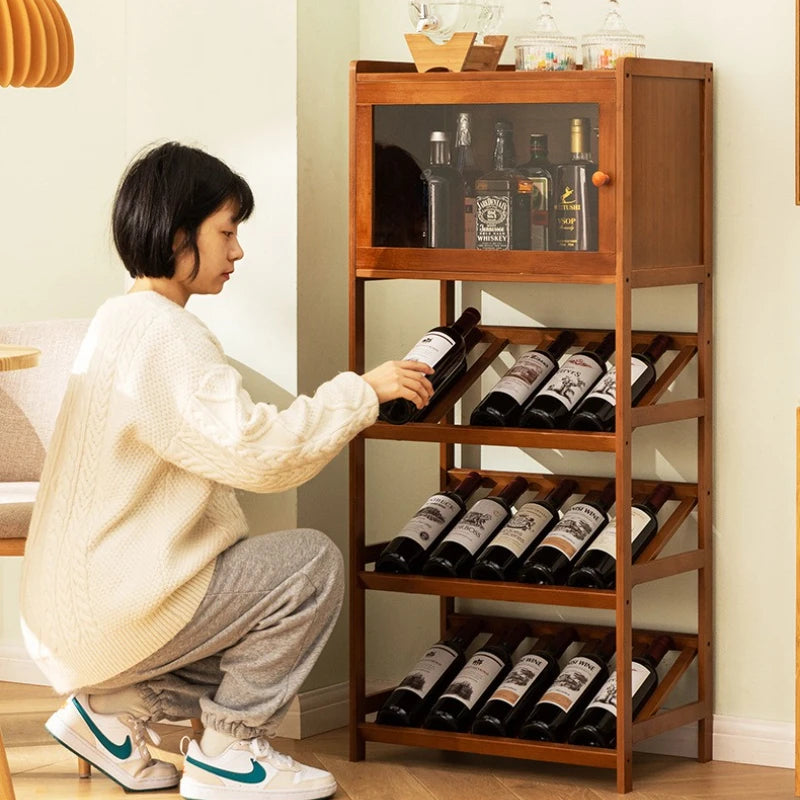 Household small wine cabinets, wine grids, bar tables, display stands, wine decoration, simple, solid wood against the wall Oasis Select