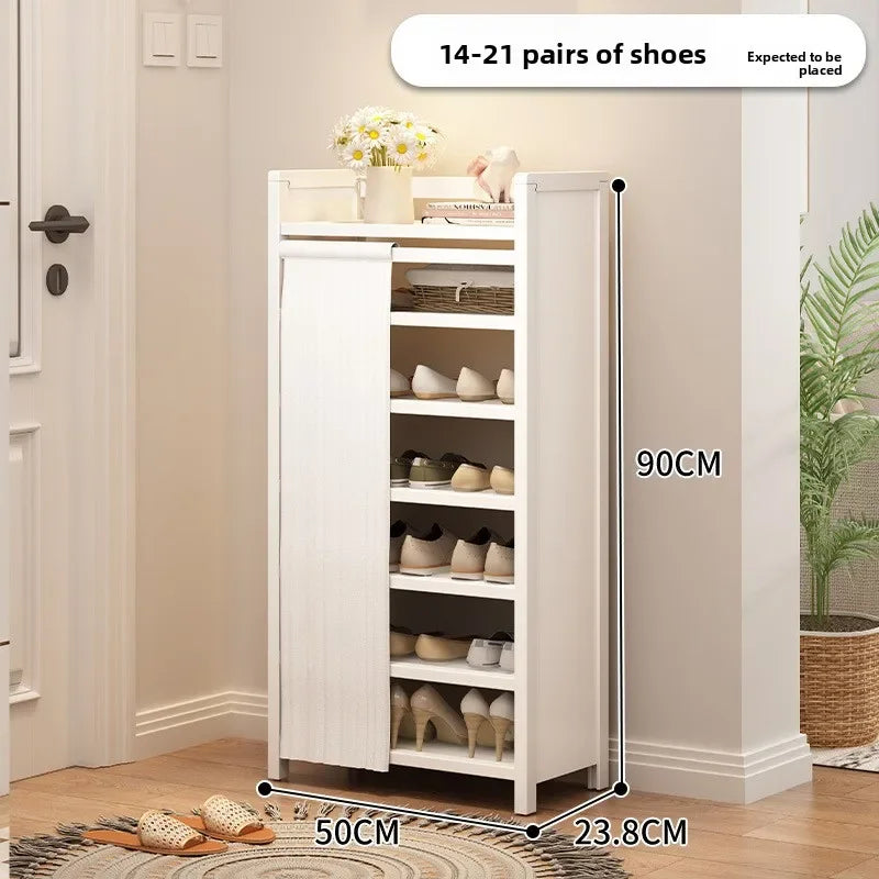 Multi-functional Folding shoe rack installation-free integrated dustproof large-capacity storage shoe rack Oasis Select White J