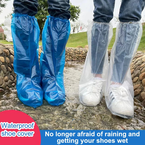 10-Pack Disposable Waterproof Shoe Covers | Thick PE Rain Protectors Waterproof Shoe Covers Oasis Select