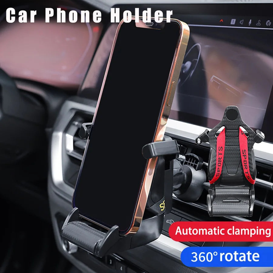 Racing Seat Car Phone Holder – Air Vent Mount | 360° Rotation