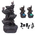 Cascading Rock Water Fountain with LED Lights Resin Stone Imitation Waterfall Tabletop Water Fountain Home Art Decor Oasis Select United States