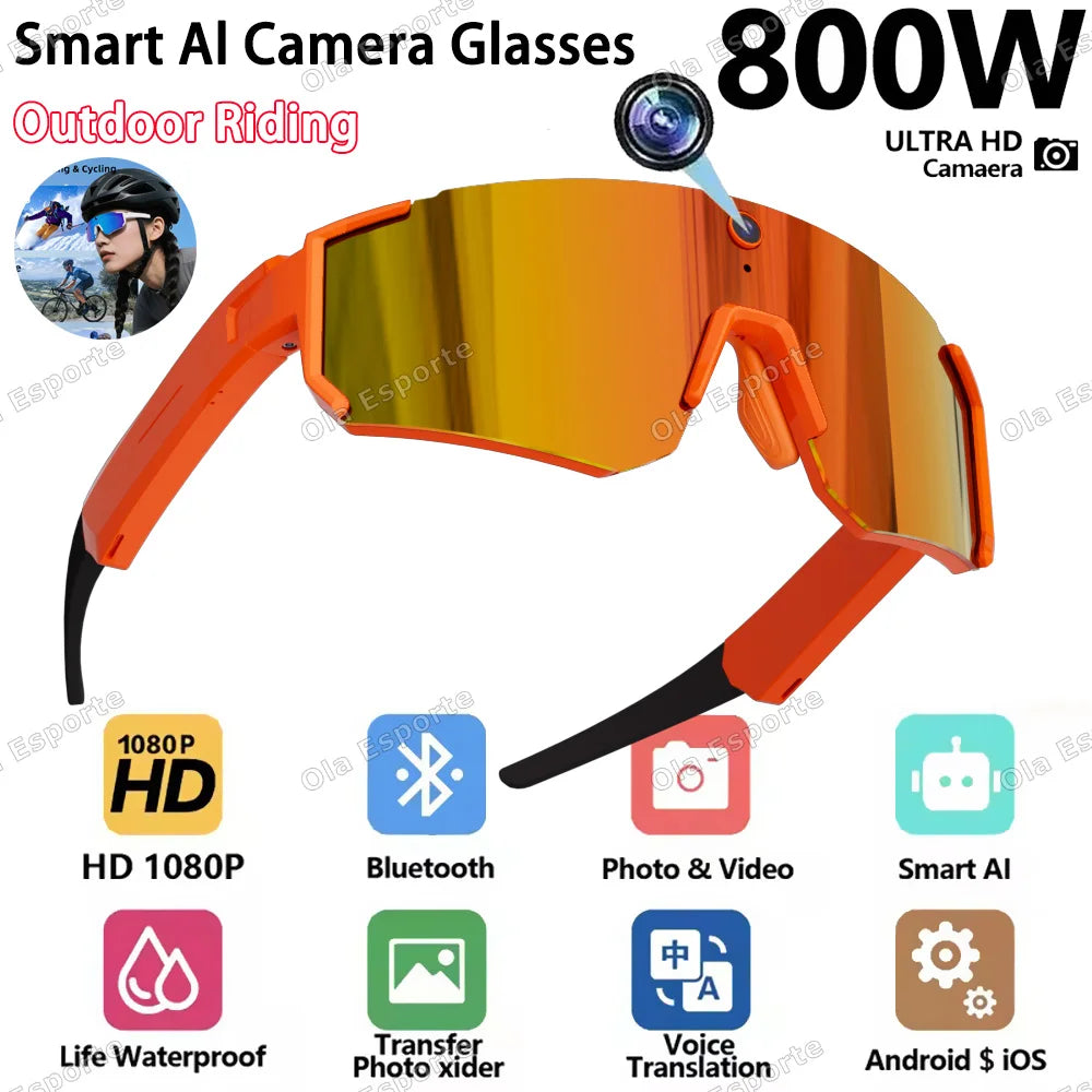 AI Smart Glasses 4K Camera Bluetooth UV400 Polarized IP54
