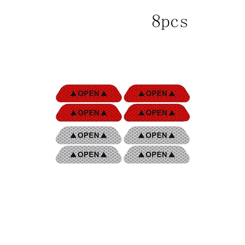4/8/12/16pcs Reflective Car Door Sticker Safety Opening Warning Reflector Tape Decal Car Accessorie Interior Reflector Sticker Oasis Select 8pcs mix 6