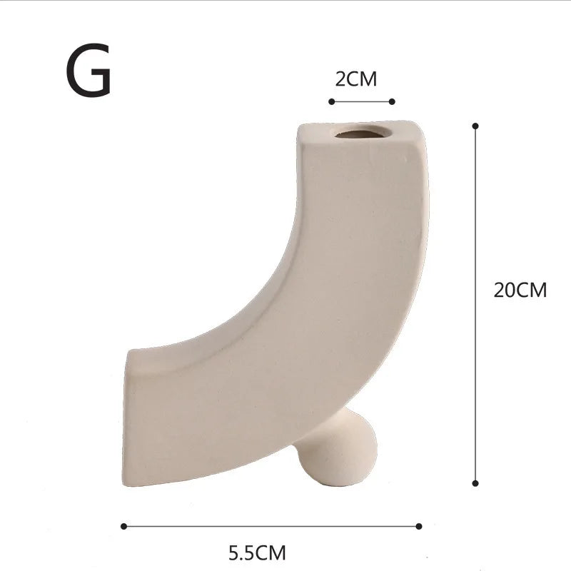 Nordic Geometric Creative Art Plain Germ Dried Flower Ceramic Vase Homestays Vases Oasis Select U
