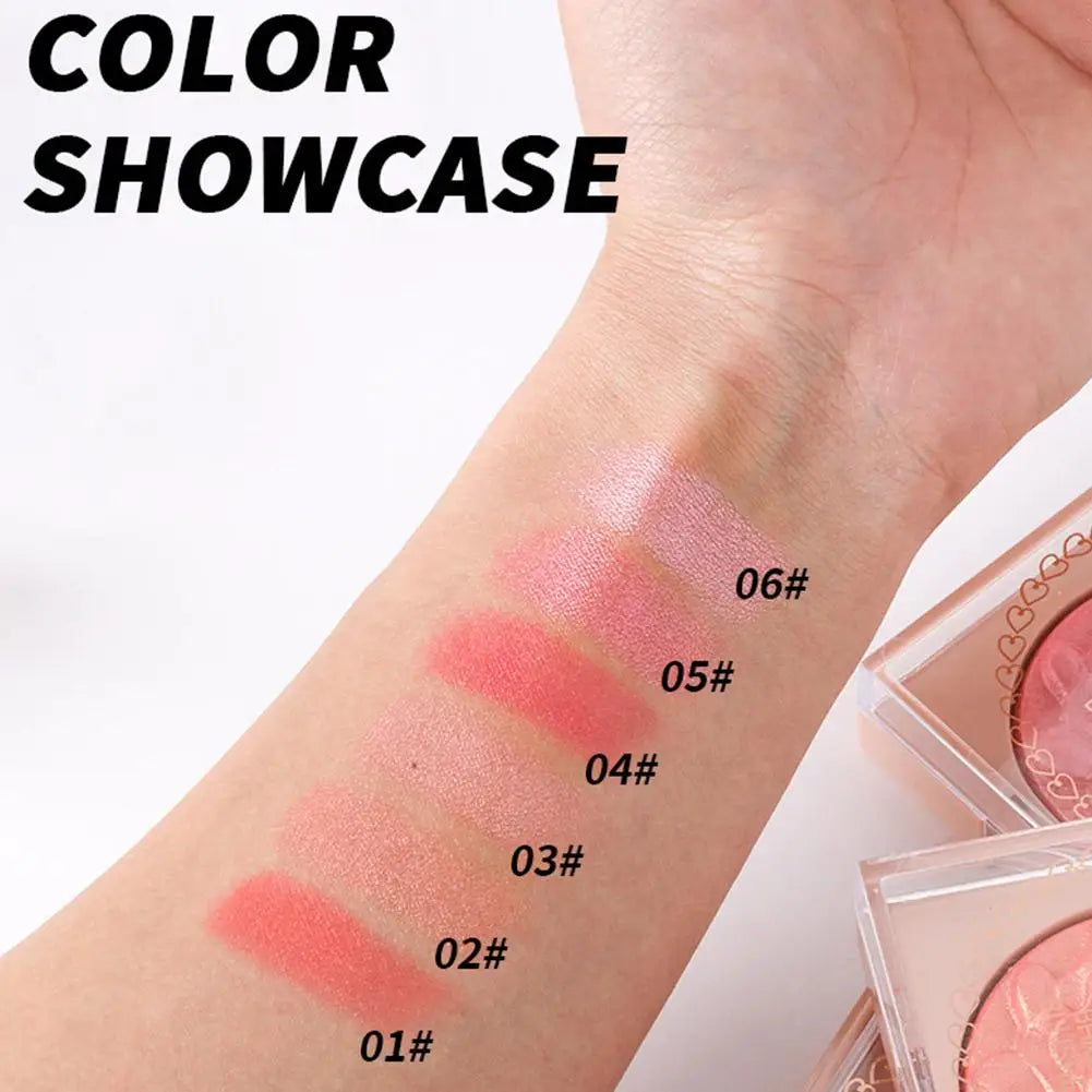 Embossed Blush Highlighter Palette Pearlescent Shimmer Blusher Baked Powder High Gloss Peach Facial Cheek Brightening Rouge Oasis Select