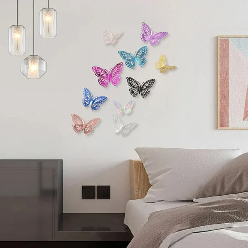 12Pcs 3D Hollow Butterfly Wall Decal Mirror Wall Stickers For Kids Room Home Wall Decoration Fridge Sticker Wedding Party Oasis Select